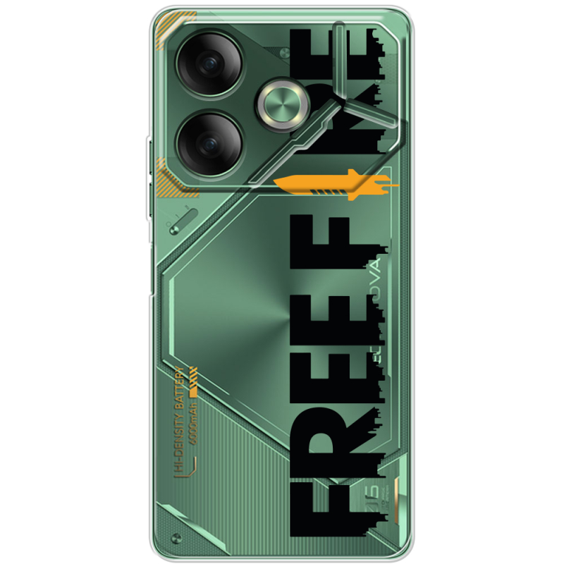 Прозрачный чехол BoxFace Tecno POVA 6 Free Fire Black Logo