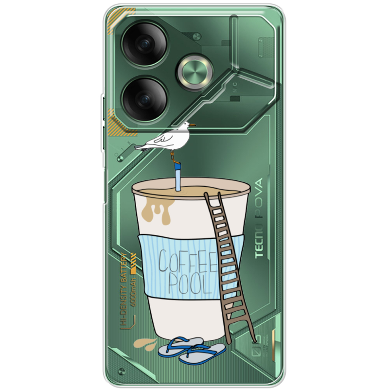 Прозрачный чехол BoxFace Tecno POVA 6 Segull in Cofee Pool