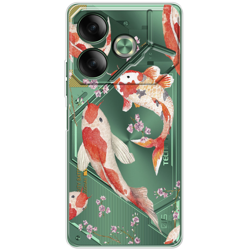 Прозрачный чехол BoxFace Tecno POVA 6 Japanese Koi Fish