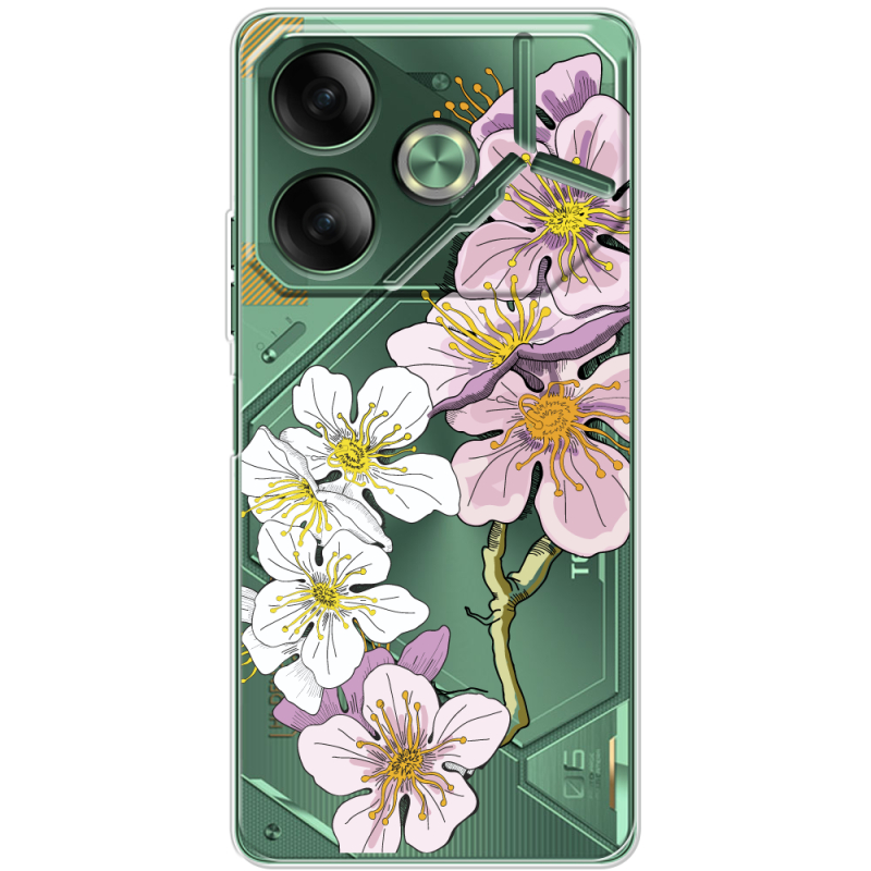 Прозрачный чехол BoxFace Tecno POVA 6 Cherry Blossom