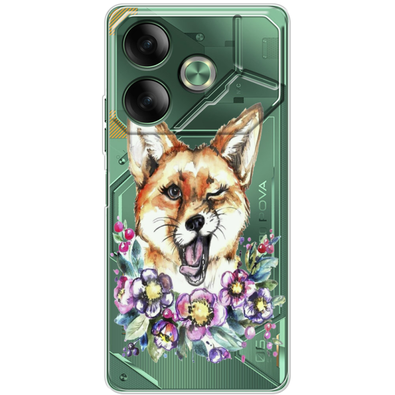 Прозрачный чехол BoxFace Tecno POVA 6 Winking Fox