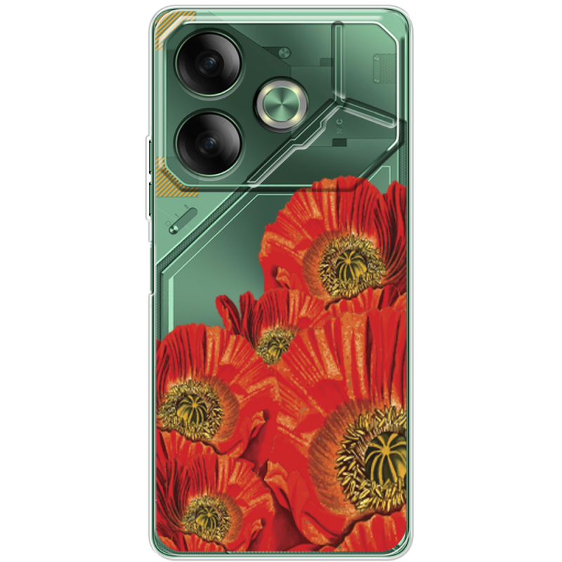 Прозрачный чехол BoxFace Tecno POVA 6 Red Poppies