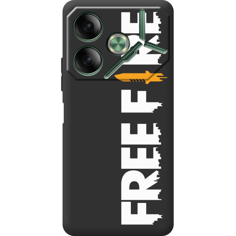 Черный чехол BoxFace Tecno POVA 6 Free Fire White Logo