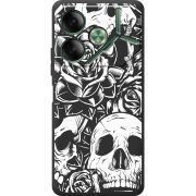 Черный чехол BoxFace Tecno POVA 6 Skull and Roses