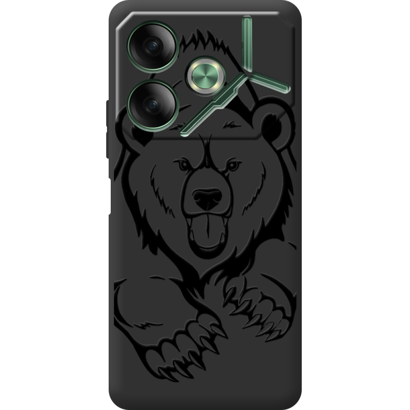 Черный чехол BoxFace Tecno POVA 6 Grizzly Bear