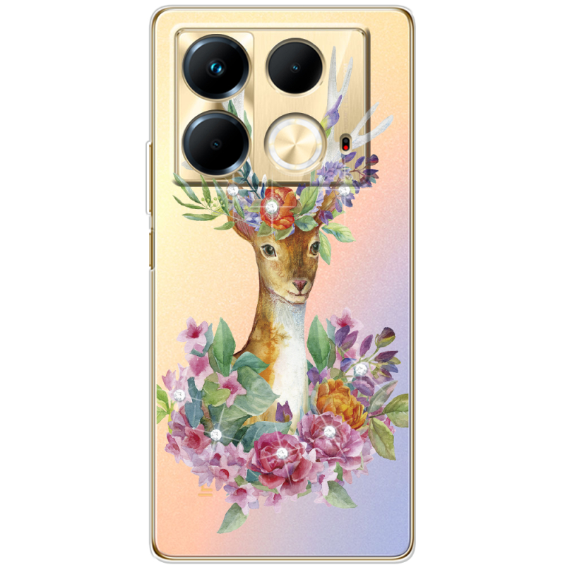 Чехол со стразами Infinix Note 40  4G Deer with flowers