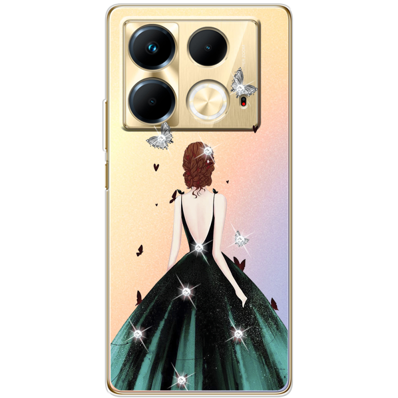 Чехол со стразами Infinix Note 40  4G Girl in the green dress