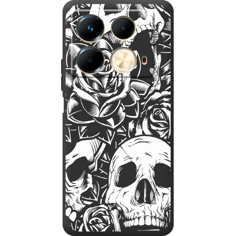 Черный чехол BoxFace Infinix Note 40 4G Skull and Roses