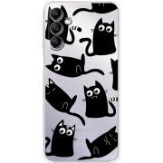 Прозрачный чехол BoxFace Samsung Galaxy M35 (M356) с 3D-глазками Black Kitty