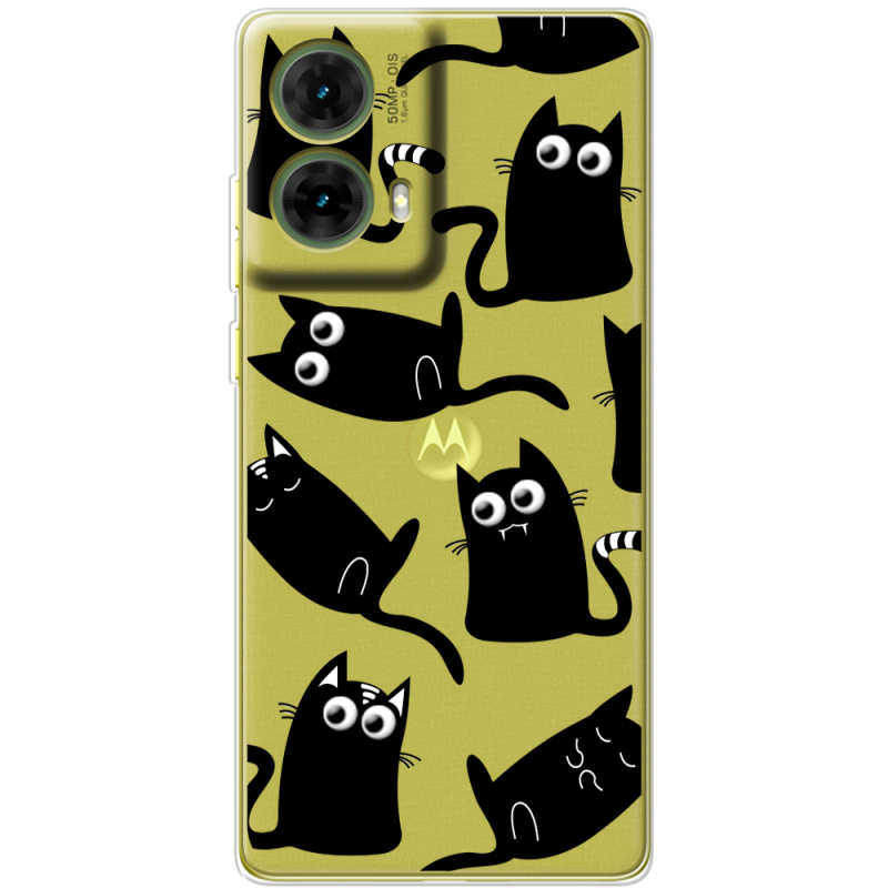 Прозрачный чехол BoxFace Motorola G85 с 3D-глазками Black Kitty