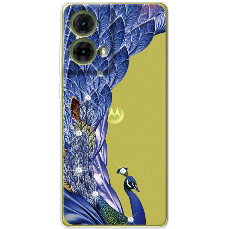 Чехол со стразами Motorola G85 Peafowl