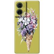 Чехол со стразами Motorola G85 Ice Cream Flowers