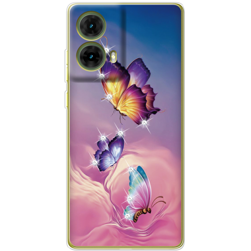 Чехол со стразами Motorola G85 Butterflies