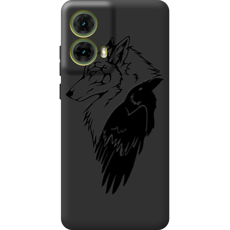 Черный чехол BoxFace Motorola G85 Wolf and Raven