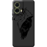 Черный чехол BoxFace Motorola G85 Wolf and Raven