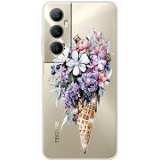 Чехол со стразами Realme C65 Ice Cream Flowers