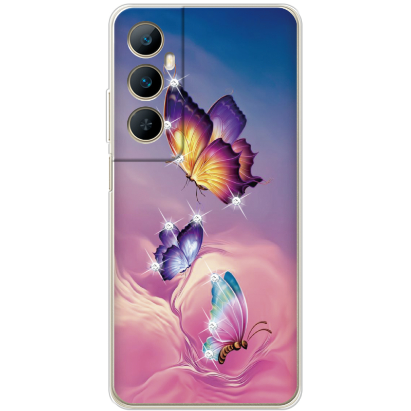 Чехол со стразами Realme C65 Butterflies