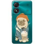 Прозрачный чехол BoxFace ZTE Blade A34 Dog Coffeeman