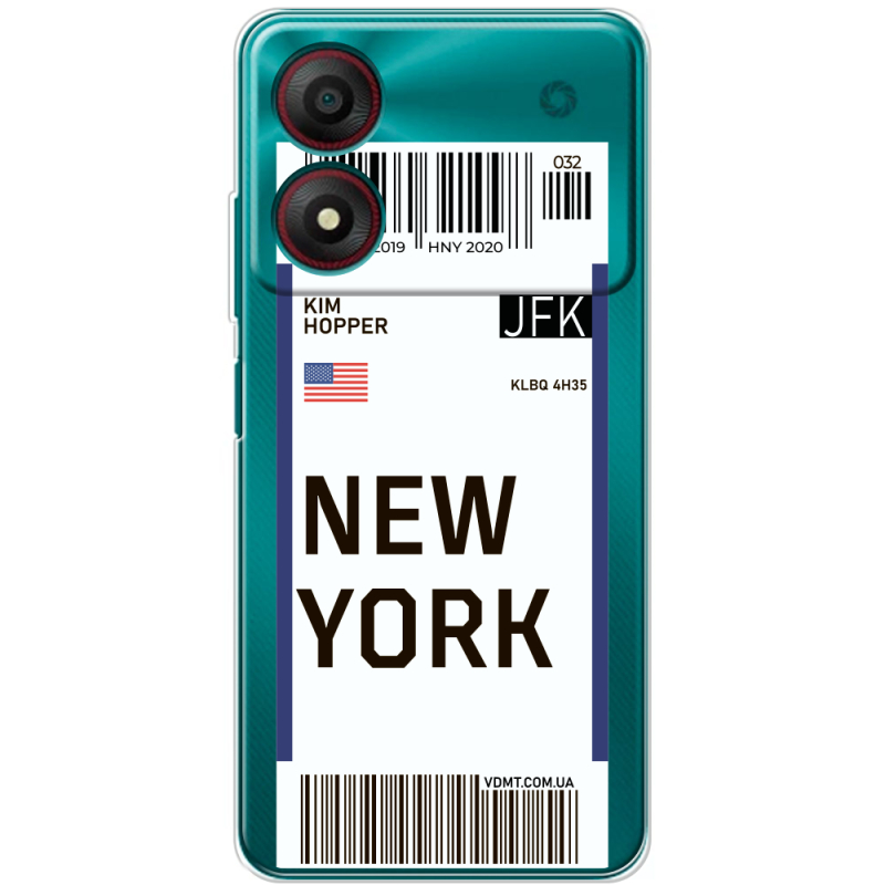 Прозрачный чехол BoxFace ZTE Blade A34 Ticket New York