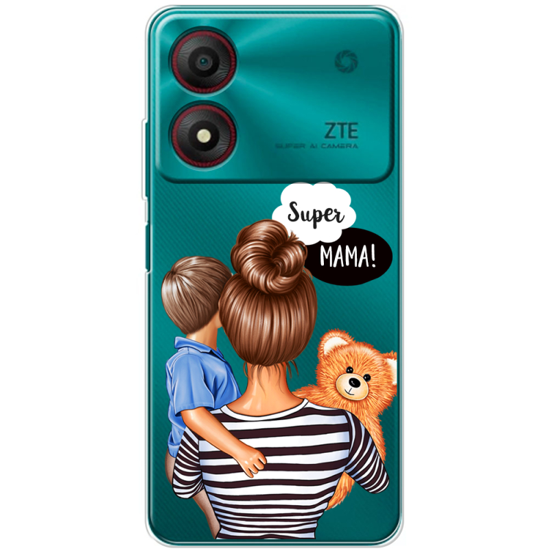 Прозрачный чехол BoxFace ZTE Blade A34 Super Mama and Son