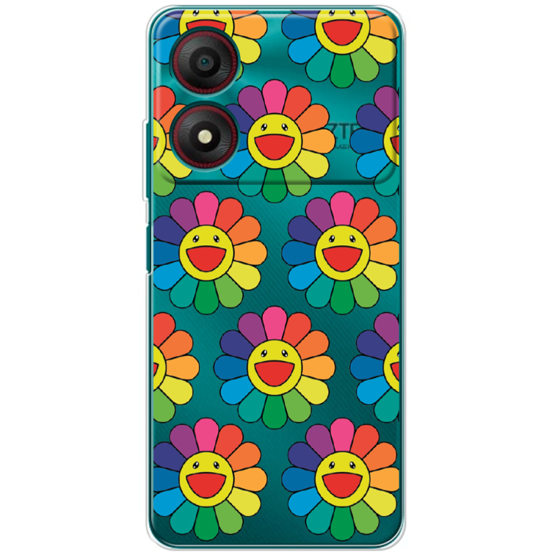 Прозрачный чехол BoxFace ZTE Blade A34 Hippie Flowers