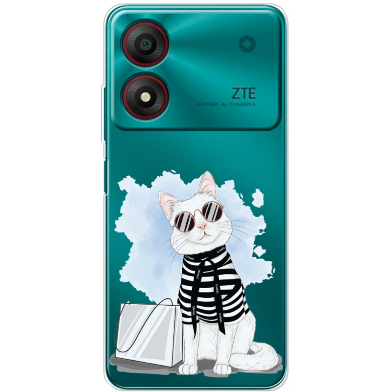 Прозрачный чехол BoxFace ZTE Blade A34 Cat Style