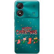 Прозрачный чехол BoxFace ZTE Blade A34 Merry Christmas