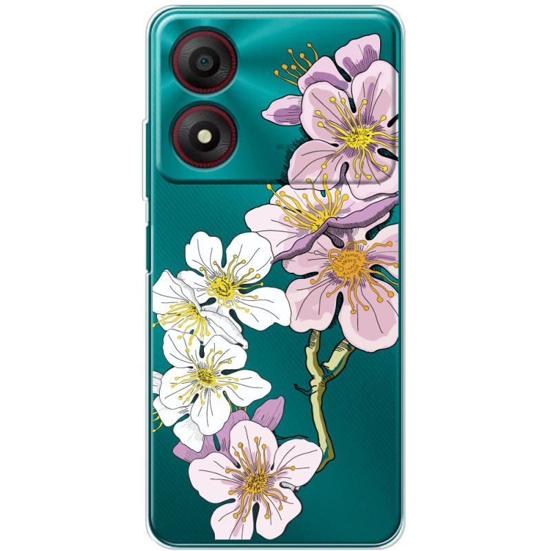 Прозрачный чехол BoxFace ZTE Blade A34 Cherry Blossom