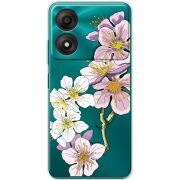 Прозрачный чехол BoxFace ZTE Blade A34 Cherry Blossom