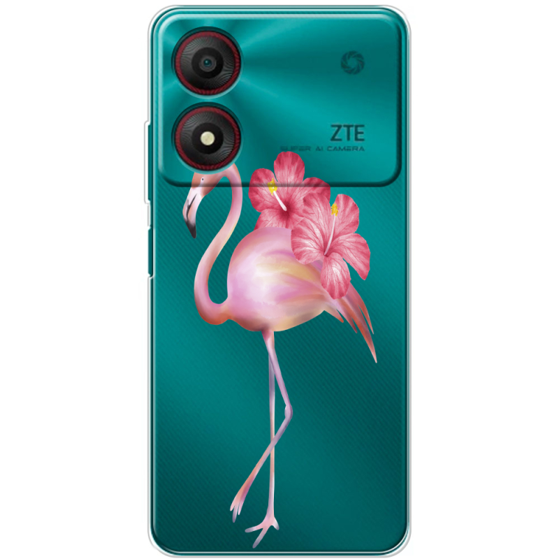 Прозрачный чехол BoxFace ZTE Blade A34 Floral Flamingo