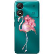 Прозрачный чехол BoxFace ZTE Blade A34 Floral Flamingo