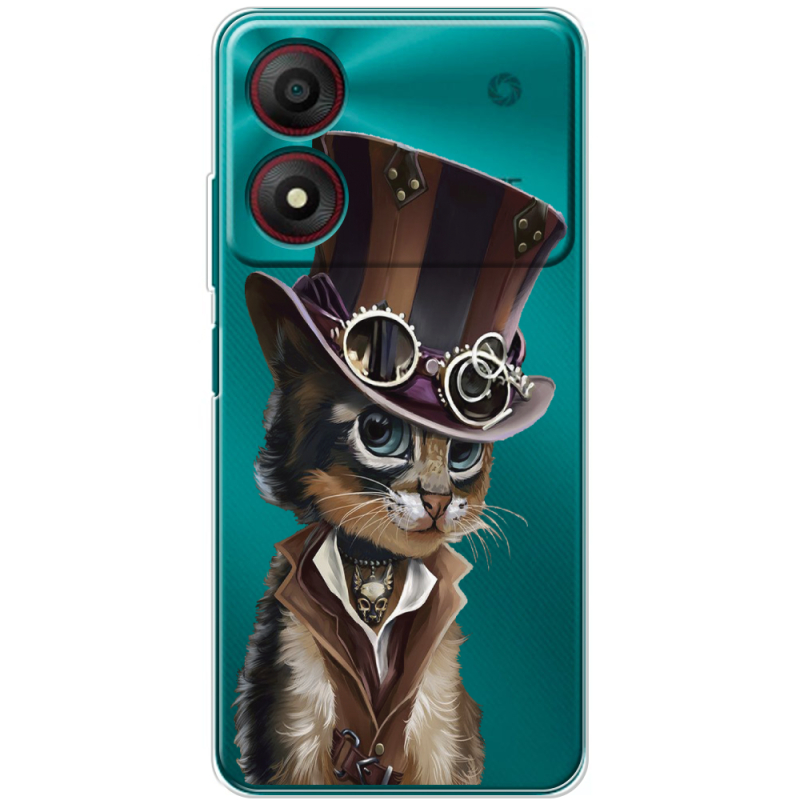 Прозрачный чехол BoxFace ZTE Blade A34 Steampunk Cat