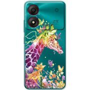 Прозрачный чехол BoxFace ZTE Blade A34 Colorful Giraffe