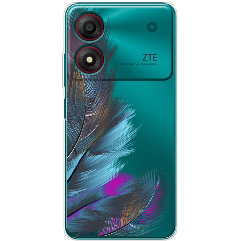 Прозрачный чехол BoxFace ZTE Blade A34 Feathers