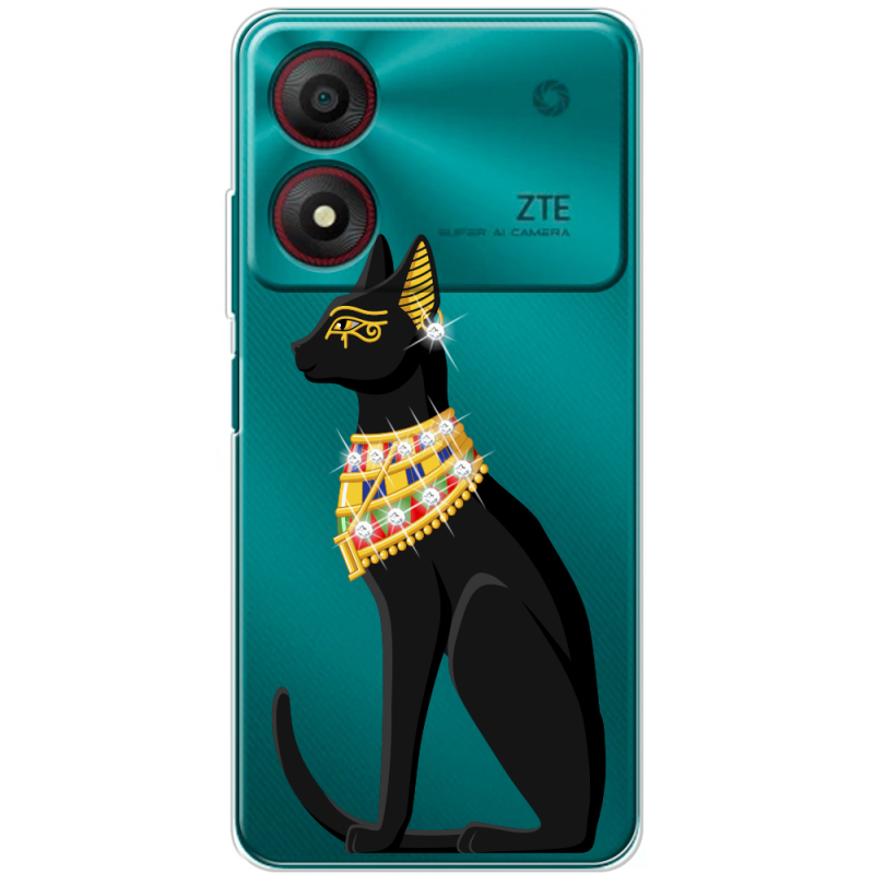 Чехол со стразами ZTE Blade A34 Egipet Cat