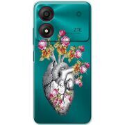 Чехол со стразами ZTE Blade A34 Heart