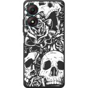 Черный чехол BoxFace ZTE Blade A34 Skull and Roses