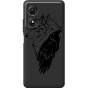 Черный чехол BoxFace ZTE Blade A34 Wolf and Raven