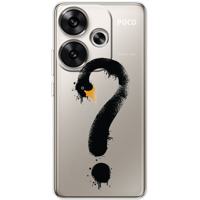 Прозрачный чехол BoxFace Poco F6 Swan question