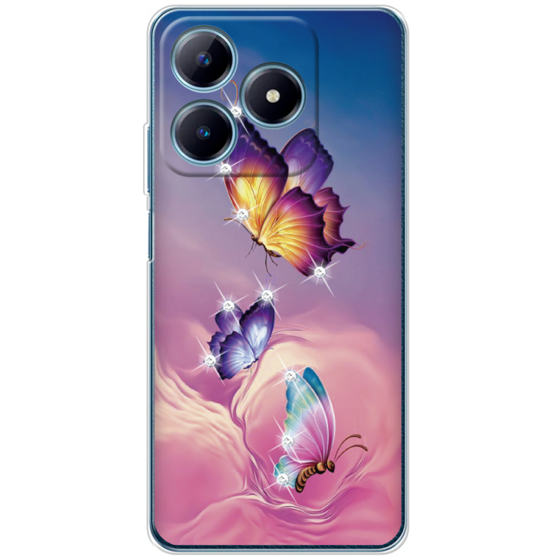 Чехол со стразами Realme C63 4G Butterflies