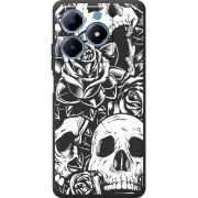 Черный чехол BoxFace Realme C63 4G Skull and Roses