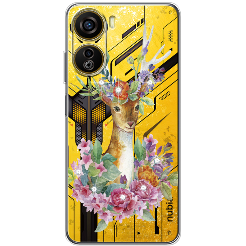 Чехол со стразами Nubia Neo 5G Deer with flowers