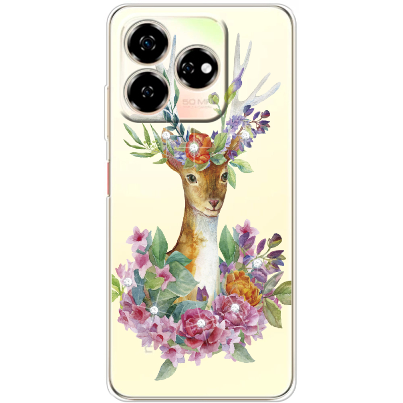 Чехол со стразами Nubia V60 Deer with flowers