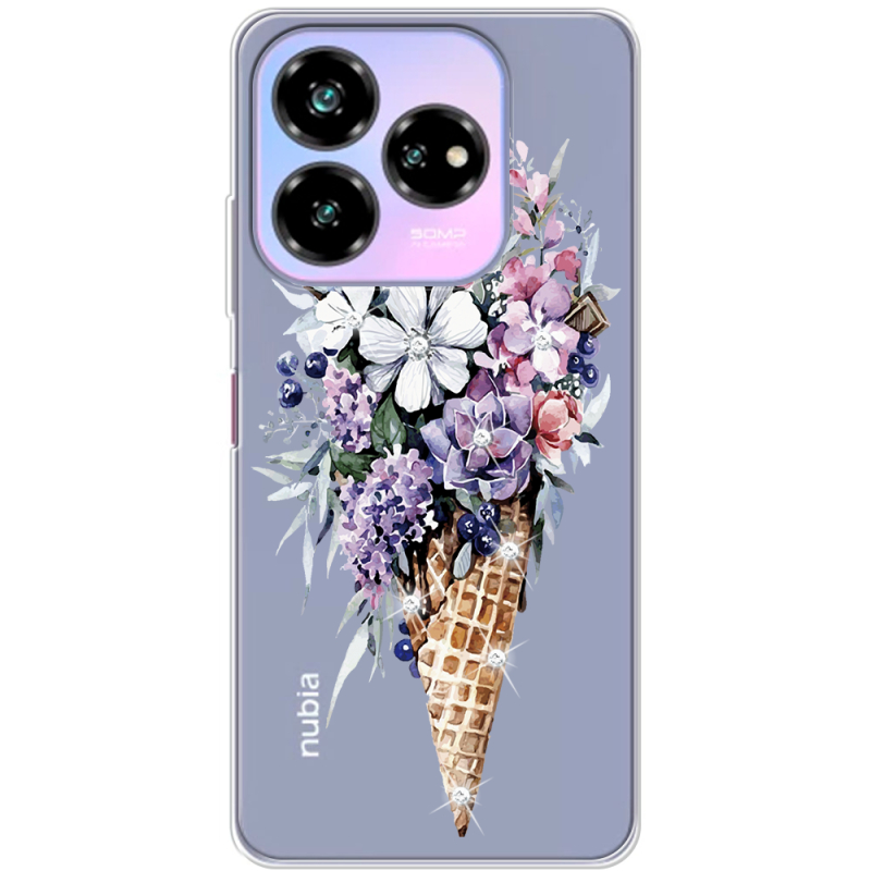 Чехол со стразами Nubia V60 Design Ice Cream Flowers