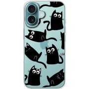 Прозрачный чехол BoxFace Apple iPhone 16 с 3D-глазками Black Kitty