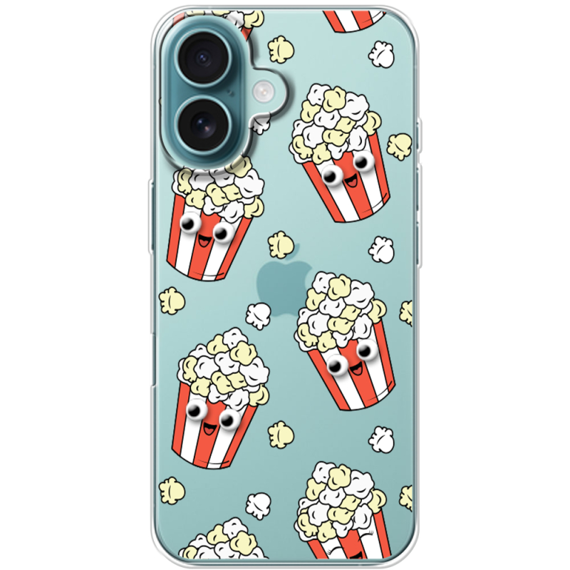 Прозрачный чехол BoxFace Apple iPhone 16 с 3D-глазками Popcorn