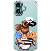 Прозрачный чехол BoxFace Apple iPhone 16 Super Mama and Son