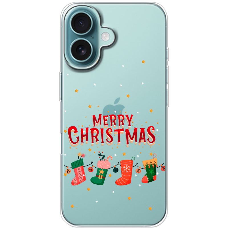 Прозрачный чехол BoxFace Apple iPhone 16 Merry Christmas