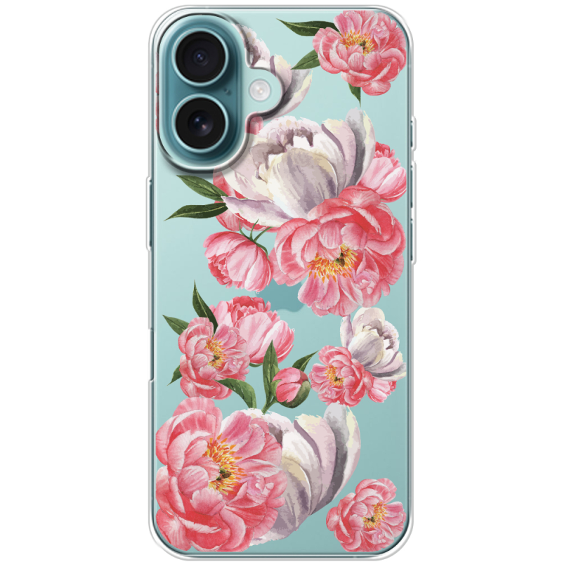 Прозрачный чехол BoxFace Apple iPhone 16 Peony Watercolor Style