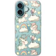 Прозрачный чехол BoxFace Apple iPhone 16 Unicorns